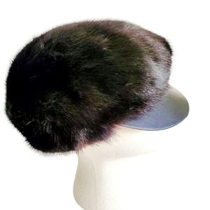 Mink Cap Full Skin with Leather Bib